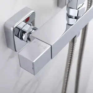 Modern Square Exposed Thermostatic Mixer Shower Set Shower Head and Handheld