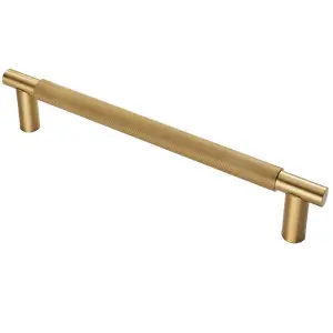 Luxury T Bar Knurled Pull Handle - 450mm Satin Brass - Kitchen Door Cabinet