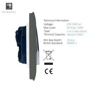 Trendiswitch Charcoal 3 Gang 2 Way 10 Amp Switch