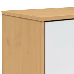 Berkfield Shoe Cabinet OLDEN White and Brown 55x35x120cm Solid Wood Pine