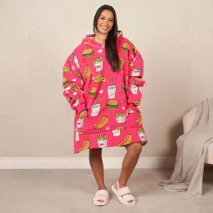 Oversized Hoodie Blanket Sherpa Fleece Fast Food Lounge Snuggle Adult Sweatshirt