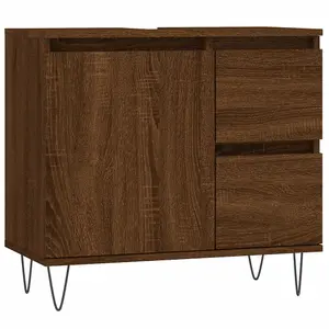 Berkfield Bathroom Cabinet Brown Oak 65x33x60 cm Engineered Wood