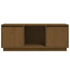 Berkfield TV Cabinet Honey Brown 110.5x35x44 cm Solid Wood Pine