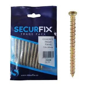 10 x Concrete Frame Screws 75 x 80mm Window Fixings for Masonry Stone & Brick