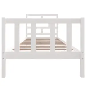 Berkfield Bed Frame White Solid Wood Pine 90x200 cm