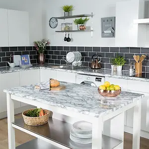 d-c-fix Marble White Self Adhesive Vinyl Wrap Film for Kitchen Worktops and Furniture 5m(L) 67.5cm(W)