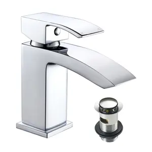 450mm Gloss White 2 Door Floorstanding Vanity Basin Sink Unit & Chrome Lucia Waterfal Tap & Waste