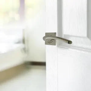 Zena Door Handle Satin Nickel Lever on Square Rose Internal Latch Handles 64mm Latch