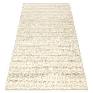 Wool carpet TAHAR 99002B cream - HAND-WOVEN loop, Lines  120x180 cm