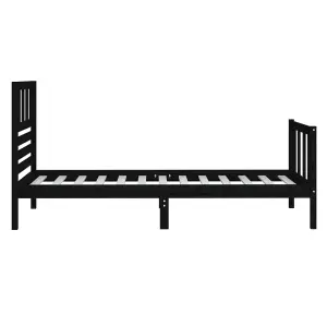 vidaXL Bed Frame without Mattress Black Single Solid Wood