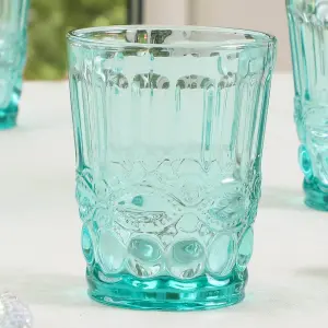 Set of 12 Vintage Luxury Turquoise Drinking Glass Whiskey Glass Tumblers 240ml