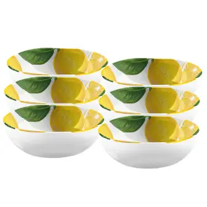 Purely Home Lemon Fresh Melamine Low Bowls - Set of 6