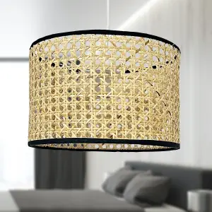 First Choice Lighting Set of 2 Kona Natural Rattan 25 cm Easy Fit Pendant Shades