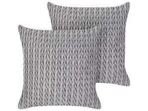 Set of 2 Cushions ECLIPTA 45 x 45 cm Solid Grey