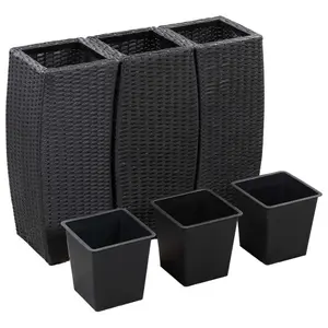 Berkfield Garden Raised Beds 3 pcs Poly Rattan Black