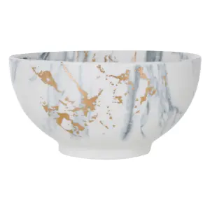 Interiors By Premier Elegant Luxe Salad Bowl, Marble Effect Salad Bowl For Kitchen, Raised Sides Spacious Large Serving Bowl