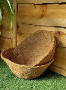 2 x Natural Coco Hanging Basket Liner Cupped Shaped Coco Liner for a 12 Inch Hanging Basket