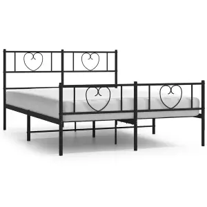 Berkfield Metal Bed Frame with Headboard and Footboard Black 160x200 cm