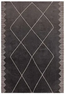 Black Geometric Modern Easy to Clean Abstract Rug for Living Room Dining Room & Bedroom-120cm X 170cm