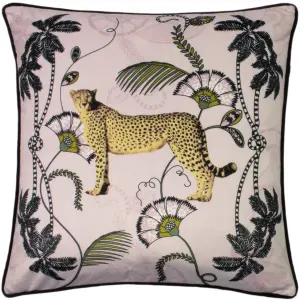 Paoletti Tropical Cheetah Velvet Piped Feather Rich Cushion