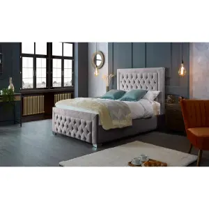 Gelson Plush Velvet Silver Bed Frame