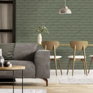 Fine Decor FD43603 Painted Brick Wallpaper, Sage