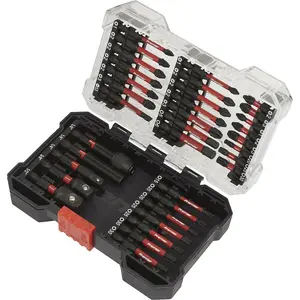 34 Piece Impact Grade Power Tool Bit Set - S2 Steel Bits - Plastic Storage Case