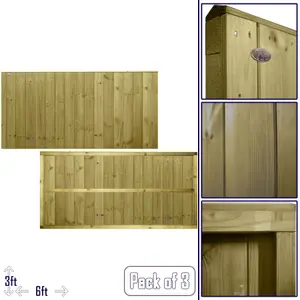 Ultimate Vertical Tongue & Groove Fence Panel (Pack of 3) Width: 6ft x Height: 3ft Interlocking Planks Fully Framed