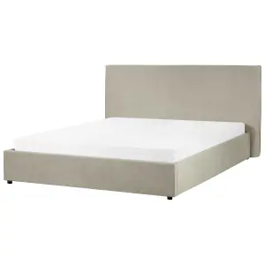 Velvet EU King Size Ottoman Bed Taupe LAVAUR