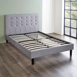 Double Bed Frame Upholstered 4ft6 Bed With Hybrid Pocket Memory Foam Mattress