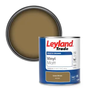 Leyland Trade Vinyl Matt Walls & Ceilings Emulsion Paint Green Brown (RAL 8000) 1L