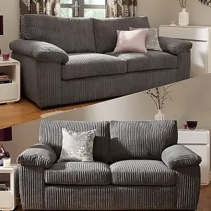 Capri Jumbo Cord Sofa, 3+2 Grey