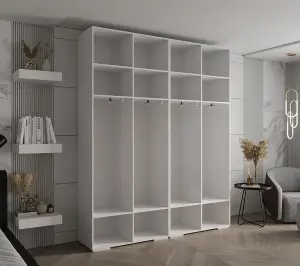 Elegant Inova I Hinged Door Wardrobe H2370mm W2000mm D470mm - Versatile White Finish with Gold Vertical Metal Handles