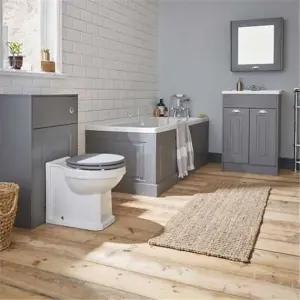 Bathroom Traditional Back to Wall Toilet with Soft Close Seat and WC Unit 500mm Wide - Matt Grey - (Aberdeen)