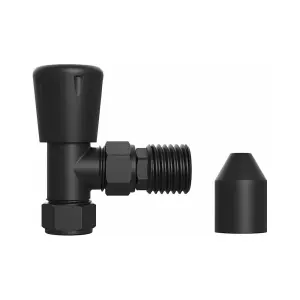 Rinse Bathrooms Angled Towel Radiator Valves Round 15mm for Towel Rail Radiator Black