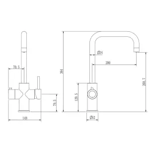 3-In-1 Hot Water Kitchen Tap With Tank & Filter, Brushed Copper - SIA HWT3CU