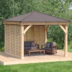 3.7m (12ft) Meridian Gazebo with Double Privacy Wall