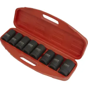 Premium 8 Piece Impact Socket Set - 1 Inch Square Drive Deep Sockets for High Torque Applications