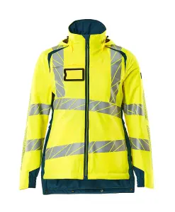 Mascot Accelerate Safe Winter Jacket for Ladies with CLIMascot (Hi-Vis Yellow/Dark Petroleum)  (XX Large)