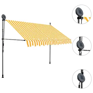 Berkfield Manual Retractable Awning with LED 300 cm White and Orange