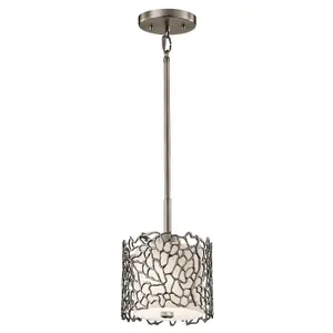 Elstead Silver Coral 1 Light Ceiling Mini Pendant Classic Pewter, E27