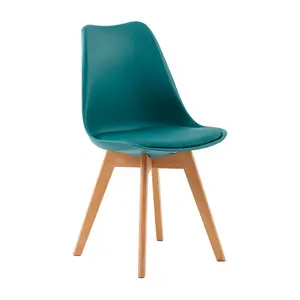 Nero Upholstered Dining Chair (Set of 2) Aqua/Turquoise / Beech