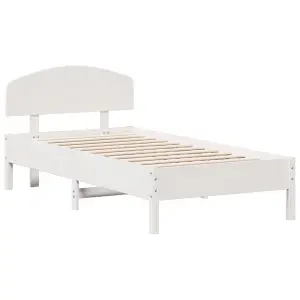 Berkfield Bed Frame without Mattress White 75x190 cm Small Single Solid Wood Pine