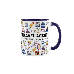 Travel Agent Mug - Humorous Holiday Sales & Arranger Themed Novelty Gifts - Tea/Coffee Hot Drinks Navy Blue Ceramic Cup Present