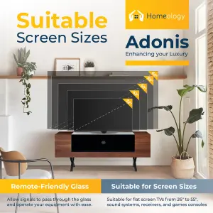 Homeology ADONIS Walnut with Black Contrast Beam-Thru Remote Friendly Door 26"-55" Flat Screen TV Cabinet