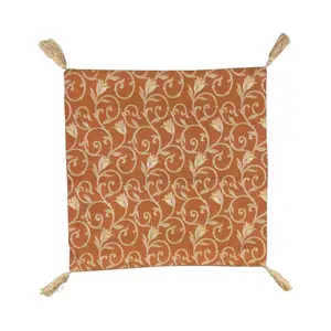 Aloise Floral Square Throw Cushion Orange/White / 55cmH x 55cmW