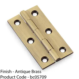 PAIR Solid Brass Cabinet Butt Hinge - 64mm - Antique Brass Premium Cupboard