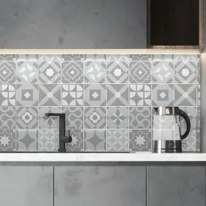 24 Pieces 15x15cm Campbell Cement Light Grey Retro Tile Stickers