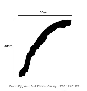 Dentil Egg and Dart Plaster Coving 80mm x 90mm - 36m Pack