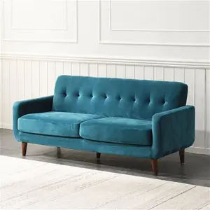 Clarence 2-Seater Teal Velvet Sofa, Two-Seater Blue Fabric Sofa - Daals - Sofas